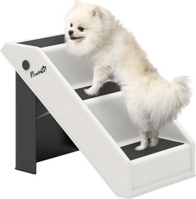 Escada dobrável para cães com 3 degraus antiderrapantes; escada para animais em plástico, 53 x 30,5 x 36,5 cm, cor creme