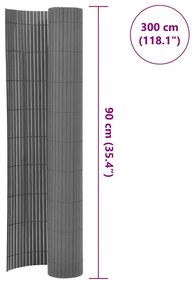 Cerca de jardim dupla face PVC 90x300 cm cinzento