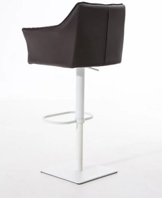 Banco de bar Damaso em couro sintético e com estrutura branca 64 x 88-113 x 45 cm Castanho