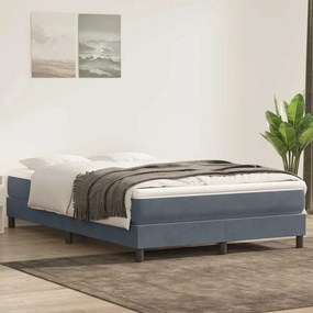 vidaXL Cama com molas/colchão 140x210 cm veludo cinzento-escuro