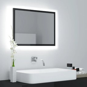 vidaXL Espelho casa banho c/ LED 60x8,5x37 cm acrílico preto brilhante