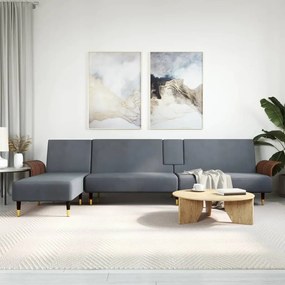 vidaXL Sofá-cama em forma de L 279x140x70 cm veludo cinzento-escuro