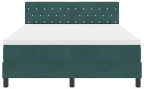 Cama Box Spring com Colchão e LED Verde Escuro 140x190 cm Veludo