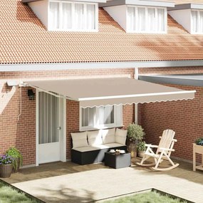 vidaXL Toldo Retrátil Manual com LED Bege 400 x 300 cm