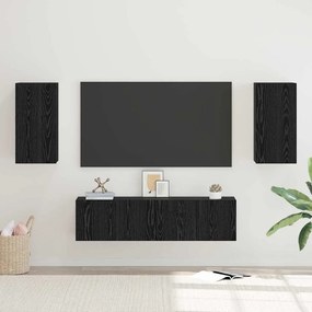 vidaXL Conjunto de móvel de TV com prateleira Outros com armazenamento com porta 4 pcs Carvalho Preto