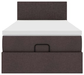 Cama otomana com colchão 100x200 cm tecido castanho escuro