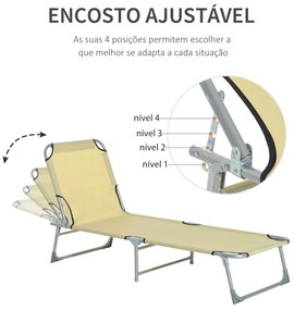 Espreguiçadeira Dobrável e Reclinável em 4 Posições Espreguiçadeira de