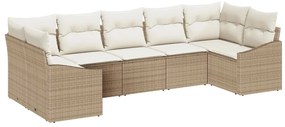vidaXL Conjunto de Sofá de Jardim 7 pcs Bege e Creme vime PE