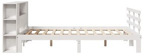 Cama com estante sem colchão 120x190 cm pinho maciço branco
