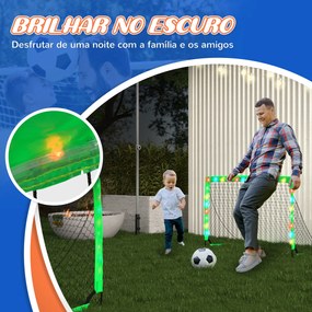 Conjunto de 2 Balizas de Futebol Dobráveis para Crianças com Luz LED e Postes de Fibra de Vidro 120x90x90 cm Verde