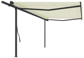 Toldo retrátil manual com postes 5x3,5 m cor creme