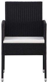 9 pcs conjunto jantar exterior com almofadões vime PE preto
