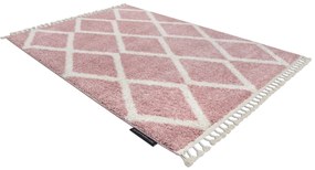 Tapete BERBER TROIK A0010 cor de rosa/branco Franjas berbere marroquino shaggy