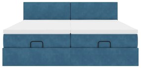 Estrutura cama otomana colchões 180x200 cm veludo azul escuro