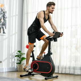 Bicicleta Estática com Ecrã LCD Assento e Guiador Ajustáveis Volante 4 kg e Porta Garrafa  93x48,5x102-112 cm Vermelho