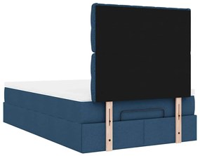 Estrutura de cama otomana com colchão 120x200 cm tecido azul