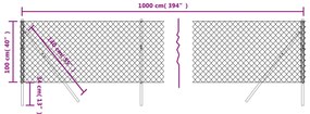 Cerca de arame 1x10 m prateado