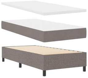 Cama Box Spring com Colchão &amp; Banco Taupe 90x190 cm Tecido