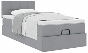 Cama otomana com colchão 100x200 cm tecido cinzento claro