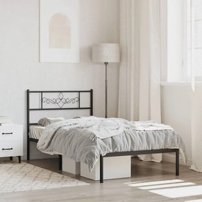 vidaXL Estrutura de cama com cabeceira 107x203 cm metal preto