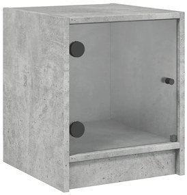 Mesa cabeceira c/ porta vidro 2 pcs 35x37x42cm cinzento cimento