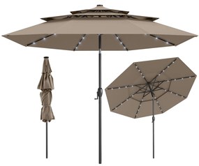 Guarda-sol redondo de 9 pés com 18 varetas de fibra de vidro - bege