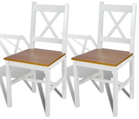 vidaXL Cadeiras de jantar 2 pcs madeira de pinho branco