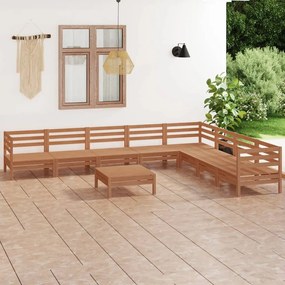 vidaXL 9 pcs conjunto lounge de jardim pinho maciço castanho mel