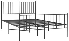 Estrutura de cama com cabeceira e pés 120x200 cm metal preto