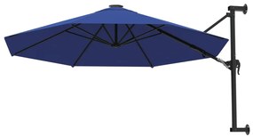 Guarda-sol de montar na parede com mastro metálico 300 cm azul