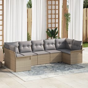 Conjunto de Sofás para Jardim vidaXL com Almofadas Bege Rattan Poliést
