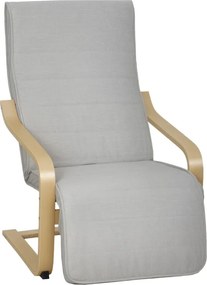 Poltrona Relax com Apoio para os Pés Ajustáveis Poltrona Estofada em Tecido com Estrutura de Madeira 66,5x94x100 cm Cinza Claro