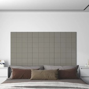 Painel de parede 12 pcs 60x15 cm veludo 1,08 m² cinza-claro