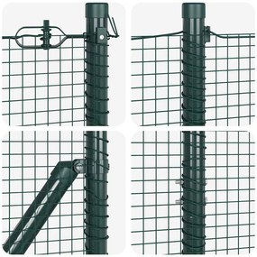 Cerca de Fio Soldado com 13 Postes Flangados Verde 1.4 x 25 m Aço