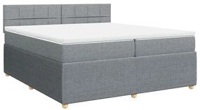 Cama com molas/colchão 200x200 cm tecido cinza-claro
