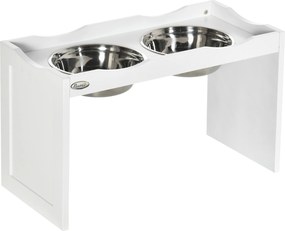 PawHut Estação de Alimentação, Suporte para Tigelas, 2 Comedouros de 2 L cada, Aço Inoxidável, para Cães Grandes, branco, 63 x 30 x 24cm | Aosom Portugal