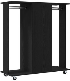 Guarda-roupas com Rodas em Carvalho Preto 102x38x110 cm Madeira de Eng