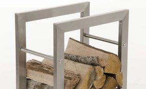 Suporte para lenha Keri em aço inoxidável 60 x 100 x 25 cm Prateado