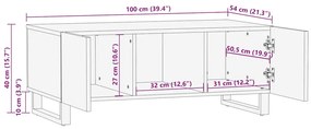 Mesa de centro 100x54x40 cm madeira de mangueira maciça preto