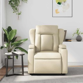 Poltrona de massagens reclinável couro artificial cor creme
