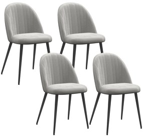 HOMCOM Conjunto de 4 Cadeiras de Sala de Jantar Modernas Cadeiras Estofadas em Veludo com Encosto Alto e Pés de Aço 50x52x83 cm Cinza