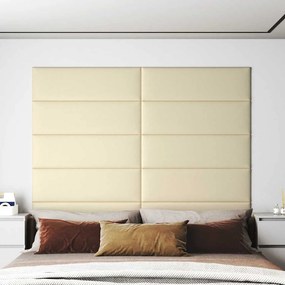 vidaXL Painel de parede 12 pcs 90x30 cm couro artificial 3,24 m² creme