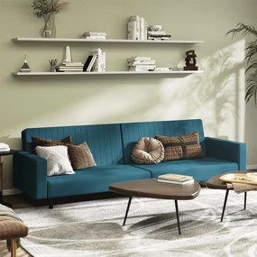 vidaXL Sofá-cama de 2 lugares veludo azul