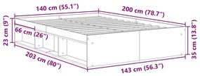 Estrutura de cama 140x200 cm preto