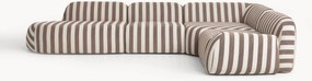 Sofá de canto modular XL com chaise longue às riscas Wolke