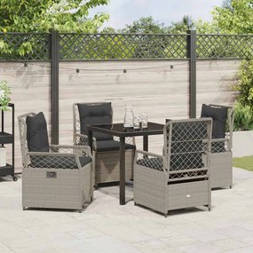 Conjunto de Jantar pra Jardim - 5 Peças Cinza Claro em Poly Rattan