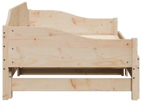 Sofá-cama com gavetão 90x200 cm madeira de pinho maciça
