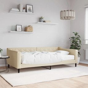 vidaXL Sofá-cama com colchão 100x200 cm tecido cor creme