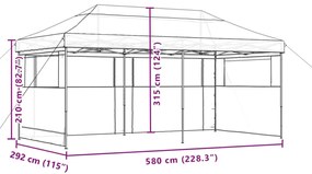 Tenda para festas pop-up dobrável c/ 3 paredes laterais laranja