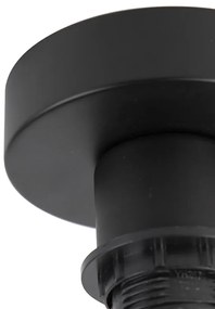 Candeeiro de teto preto fosco com cúpula de veludo castanho 25 cm - Combi Moderno